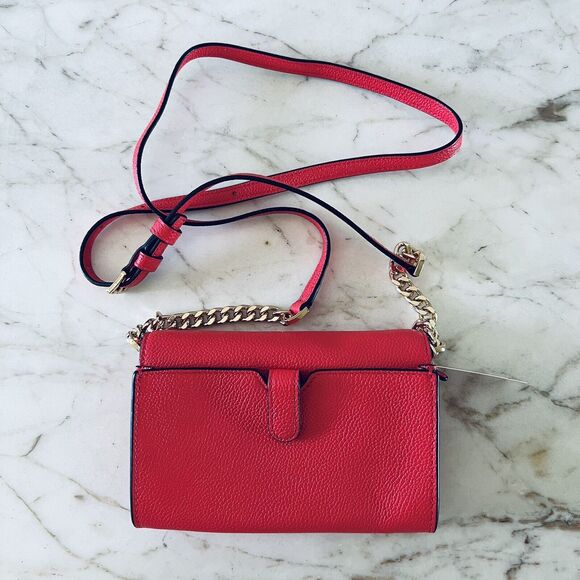 MICHAEL KORS Jet Set Travel Coral Reef Leather Multi Function Phone Crossbody - Picture 5 of 8